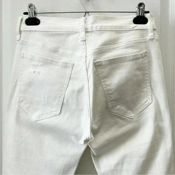 GAP High Rise Slim Straight Leg  Jeans Distressed White Denim Size 25 - Picture 11 of 16